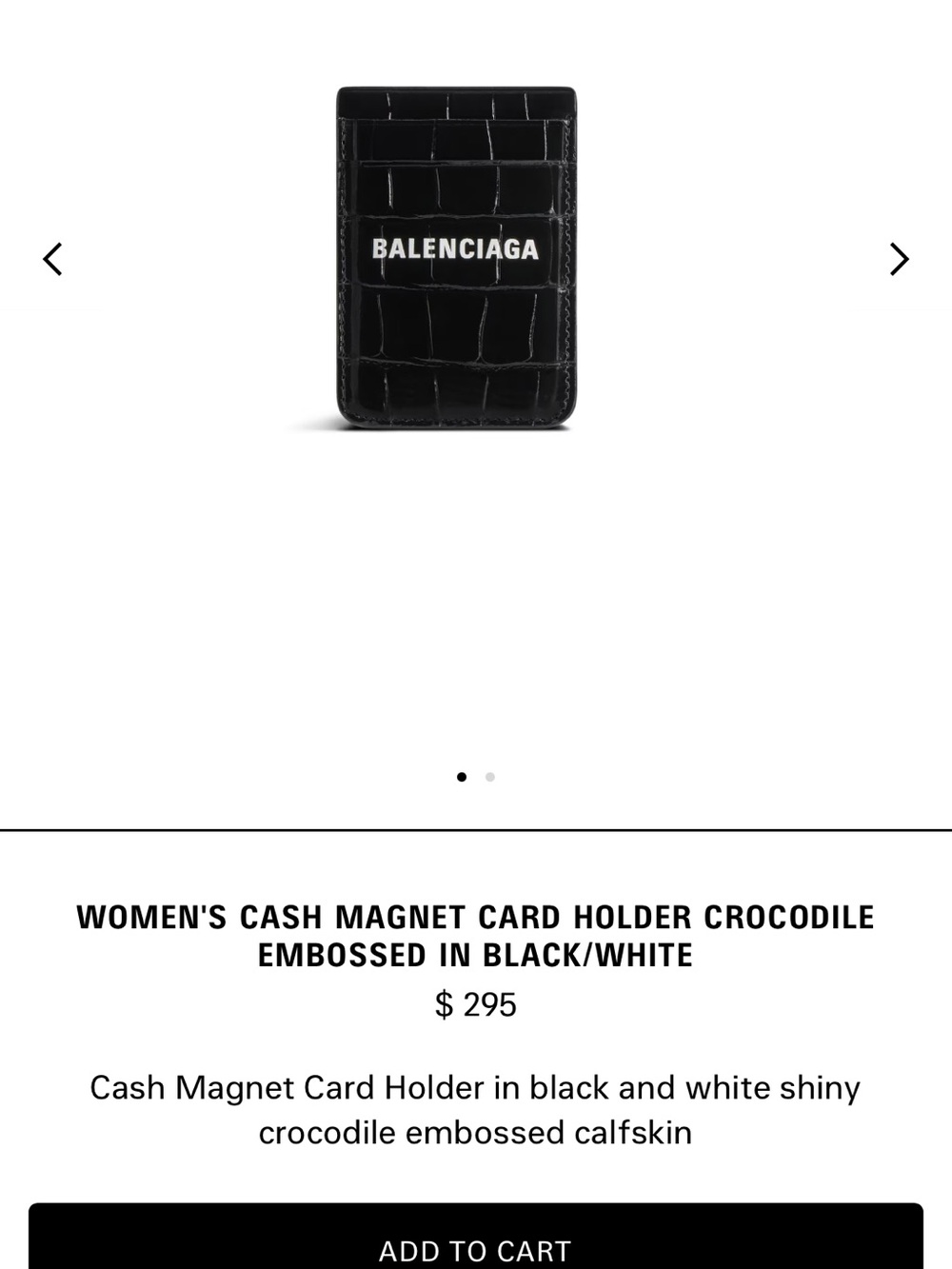 Balenciaga Black Crocodile-Embossed Card Holder with White Logo